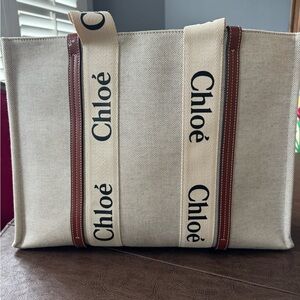 CHLOE Large Woody Linen Tote